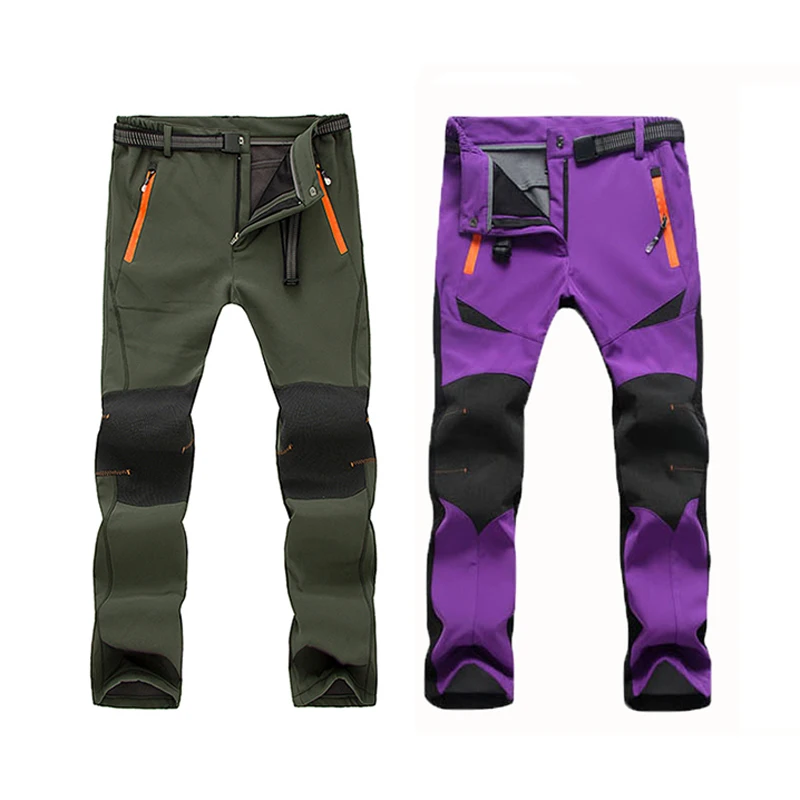 

Waterproof Soft shell Winter Hiking Pants Men Camping Trekking Thermal Fleece Warm Ski Trousers Women Plus size Polartec Pants