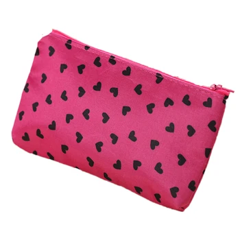 

1PC Portable Multifunction Beauty Travel Cosmetic Makeup Bag Heart Shaped Dots Pattern Pencil Cosmetic Bags 18*10*2.5cm