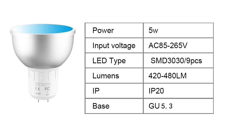 Умный Wifi Точечный светильник GU5.3 светодиодный светильник RGBCW с регулируемой яркостью 5 Вт WiFi умный светодиодный светильник Голосовое управление от Alexa Google Assistant 85-265 в