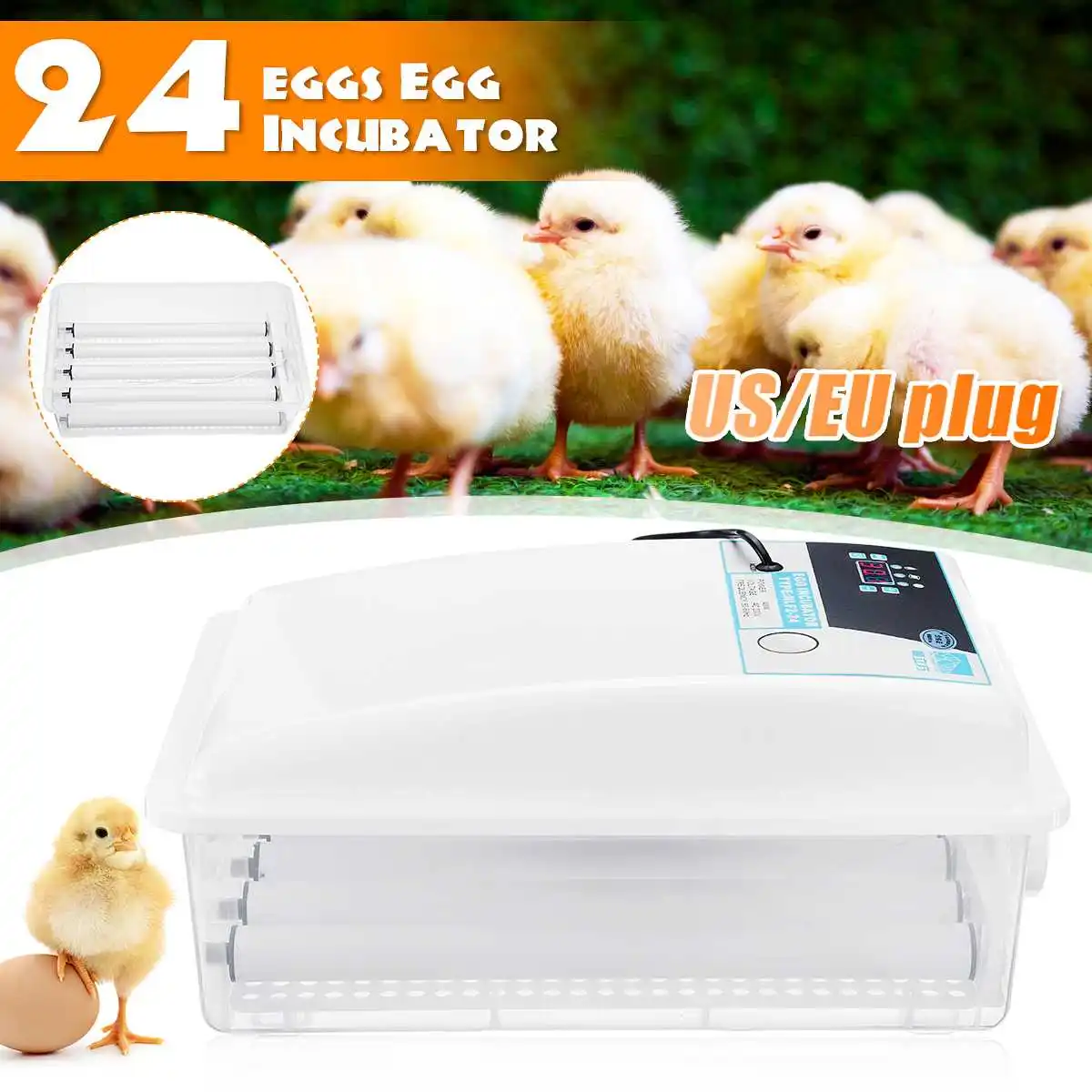

New 24 Eggs Automatic Egg Incubator Capacity Incubator Brood Machine Chicken Duck Egg Hatcher Electronic Incubator Equipment