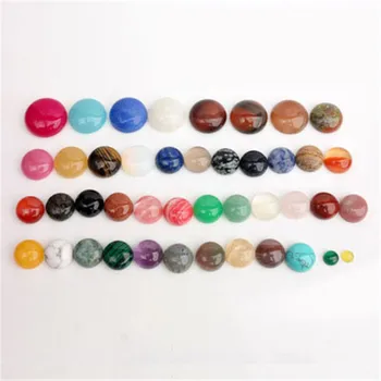 

10pcs Natural Stone Cabochon Beads 6mm 8mm 10mm 12mm Flat Back Rose Quartzs Agates Tiger Eyes Beads for Jewelry Making Findings