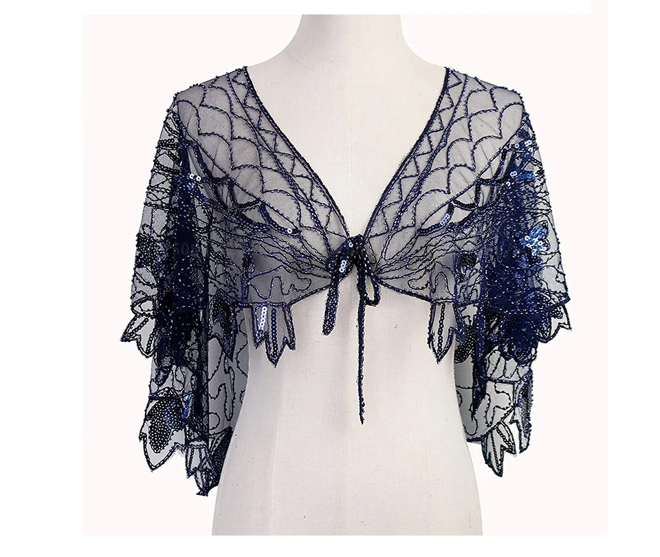 Женская шаль Gatsby 1920 s в бусинах и пайетках накидка для вечернего платья плащи Болеро