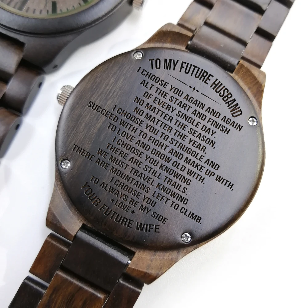 To My Fiance-engraved Wooden Watch