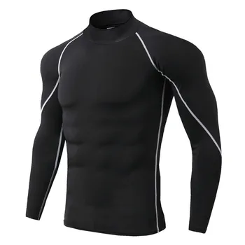 

Men Compression Shirts Bodybuilding Skin Tight Long Sleeves Solid Color Clothings MMA Crossfit Workout Fitness Sportswear