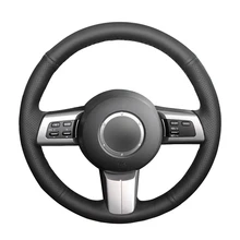 Сшитые вручную черные PU искусственная кожа Чехлы рулевого колеса автомобиля обертывание для Mazda MX-5 Miata 2009-2013 RX-8 2009-2013 CX-7 2007