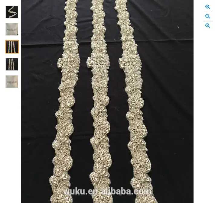 

vintage design handmake encrusted crystal long piece sash belt applique