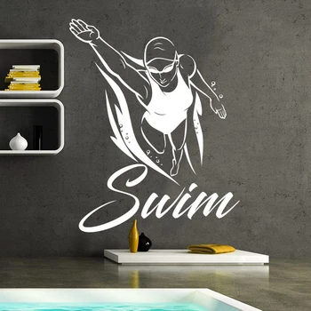 

Swim Sportswoman Wall Stickers Summer Swimmer Vinyl Wall Poster Swimming Pool Club Decoration Swim Sports Vinyl Murals AC109