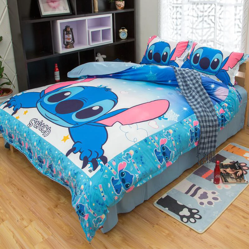 Комплект постельного белья Cartoo lilo and stitch 3 шт. Одноместный двойной полный королева