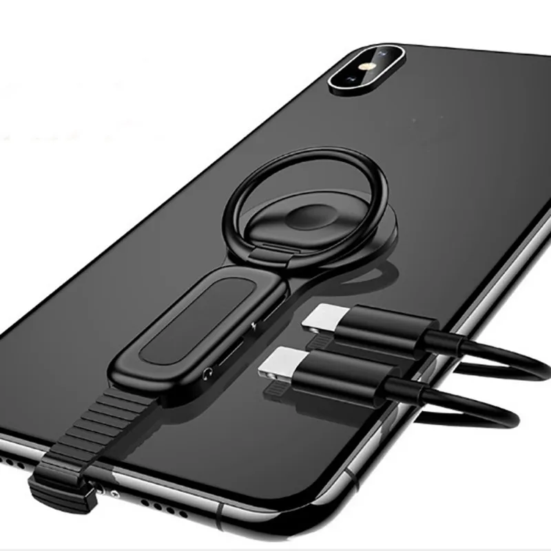 

For Lighting Dual Adapter & Ring Holder 3.5mm Audio Charger Adjust Phone Holder Fast Charging for iPhone iOS Adapter