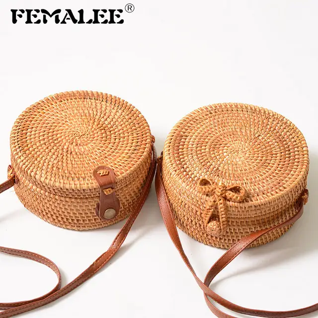 Femalee Circular Casual Rattan Bag 2019 Ins Summer Purse Handmade Bali Beach Shoulder Bow Bags Woven Bohemian Handbag Sac A Main Femalee Circular Casual Rattan Bag 2019 Ins Summer Purse Handmade Bali Beach Shoulder Bow Bags Woven Bohemian Handbag Sac A Main