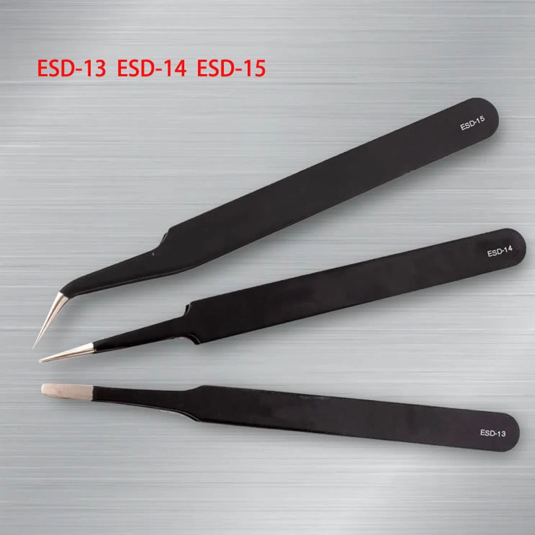 

Anti-static Precision Black Tweezers Set Pincet Stainless Steel Tweezer Electronics Resists Corrosion Repair Tools