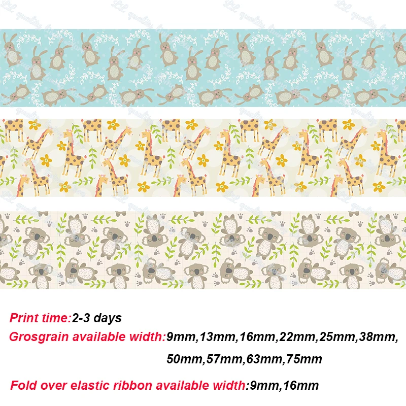 

Lovely giraffe animals printed grosgrain ribbon cartoon ribbons cloth tape hair accessories party decoration 50 yards
