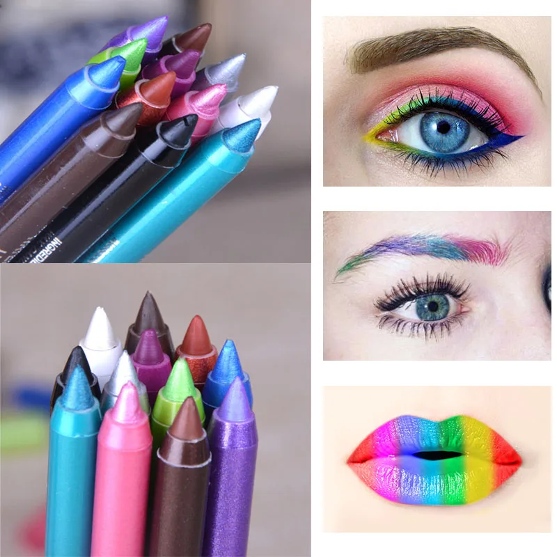 Davis Brand 12 Colors Glitter Eyeliner Pencil Long-lasting Waterproof Sexy Colorful Eyeliner Eyes Makeup Pencil Eye Tatoo Tools