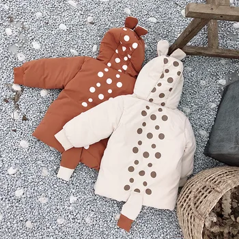 

SFC-262 Sengfei Winter Coat Children Girls Winter Clothes Solid Spot Printed Lovly Ears Cotton Outerwear Hooded Zipper Coat