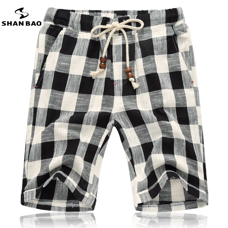 

SHAN BAO brand summer of 2019 the new men's fashion beach shorts beaded jewelry designer cotton plaid shorts big size M - 5 xl