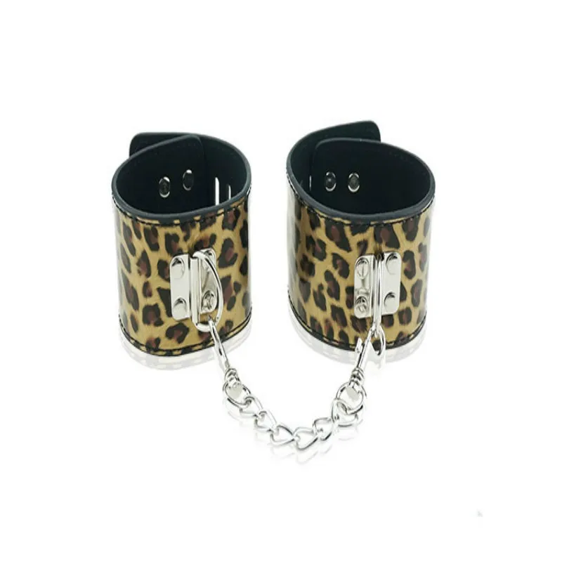 AUEXY-Bdsm-Bondage-PU-Leather-Golden-Leopard-Sex-Adult-Games-Set-Cuffs-Slave-Collar-Mouth-Gag
