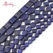 8,10,12,20mm redondo, moeda praça rondelle azul lapis lazuli contas de pedra para diy colar pulseira jóias fazendo 15