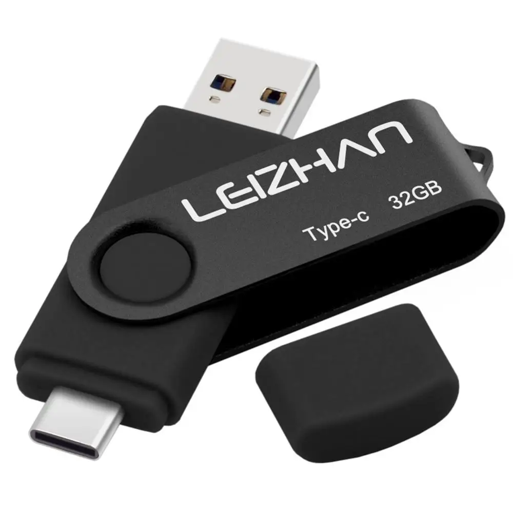LEIZHAN OTG USB флэш-накопитель для huawei P30, samsung S10 S9 S8 USB 3,0 type-c флеш-накопитель USB C карта памяти 256 ГБ 128 ГБ - Цвет: Type C-USB 3.0-Black