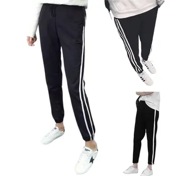 

Womens Plus Size Spring Mid Waist Harem Pants Vertical Stripes Printed Long Jogger Trousers Slim Drawstring Elastic Bottoms
