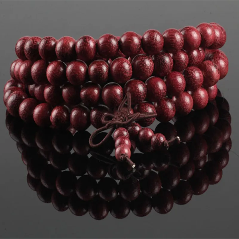 Sennier Buddha 108 натуральный розовый деревянный Тибетский четки ручной работы
