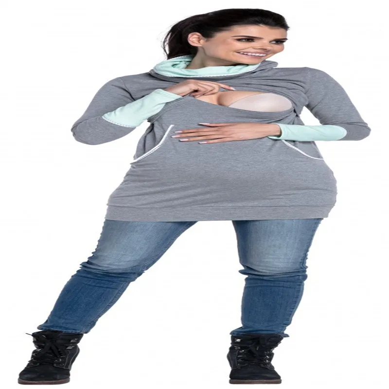 S-2XL Pregnancy Autumn Clothes Warm Women's Maternity Hoodies Hooded Hoodies Outwear Pregnancy Coats Winter Maternity Clothes (3)