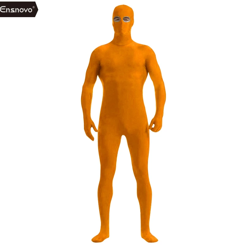 Ensnovo Adult Black Open Eyes Nylon Zentai Second Skin Tight Suits Full Body Halloween Cosplay Costumes Spandex