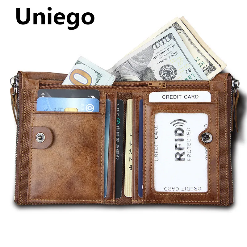 Uniego высококачественный мужской кошелек из натуральной воловьей кожи Crazy Horse