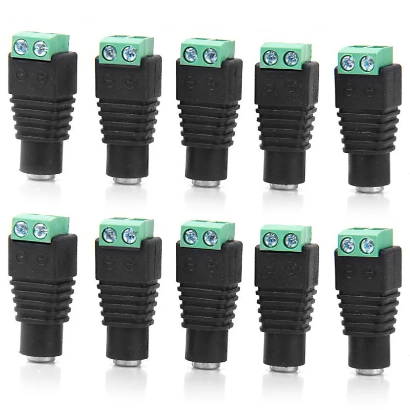 10pcs DC plug CCTV Camera 5.5mm x 2.1mm DC Power Cable Female Plug Connector Adapter Jack 5.5*2.1mm to connection led strip dc power jack connector flex cable for dell inspiron 15 3521 3537