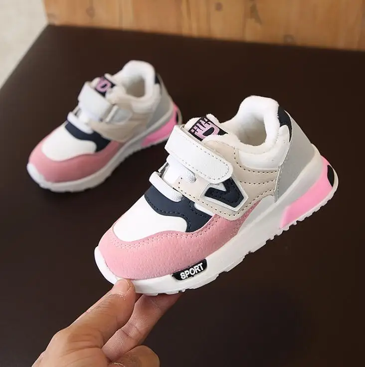 

Kids Warm Shoes for Boys Girl Children Casual Sneakers Baby Girl Breathable Soft Running Sports Shoe Pink Gray