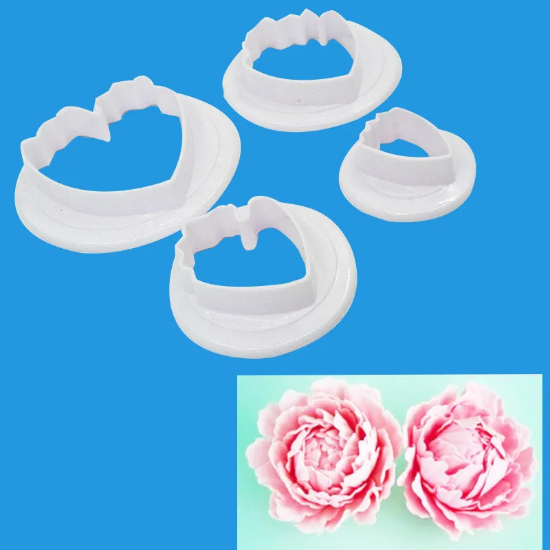 

Seaan 4 Pcs/Lot Peony Flower Set Plastic Fondant Cookie Cutter Cake Mold Fondant Cake Decorating Tools Sugarcraft Bakeware Tool