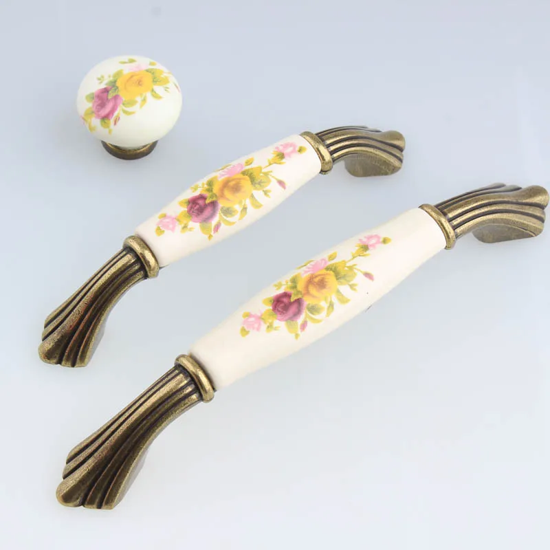 

rustico retro rural ceramic kitchen cabinet cupboard door handles antique bronze drawer shoe cabinet dresser knobs pulls 96mm 5