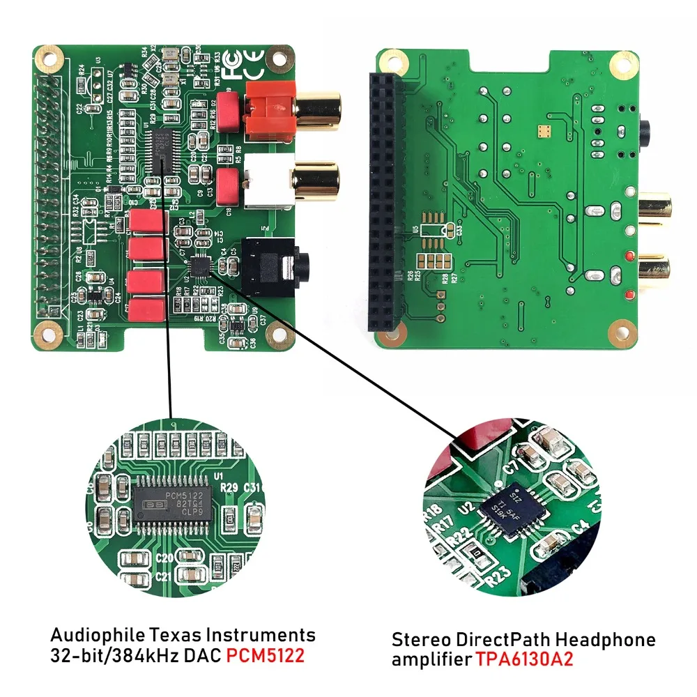 RPI HiFi DAC Hat PCM5122 Аудио Звуковая карта Плата расширения для Raspberry Pi 4 3 B + Zero