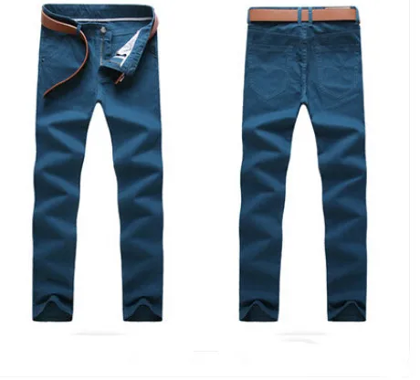 Летние Стильные мужские длинные брюки для отдыха мужские брюки средней талии вымытые тонкие длинные брюки плюс размер - Цвет: Lake Blue 2