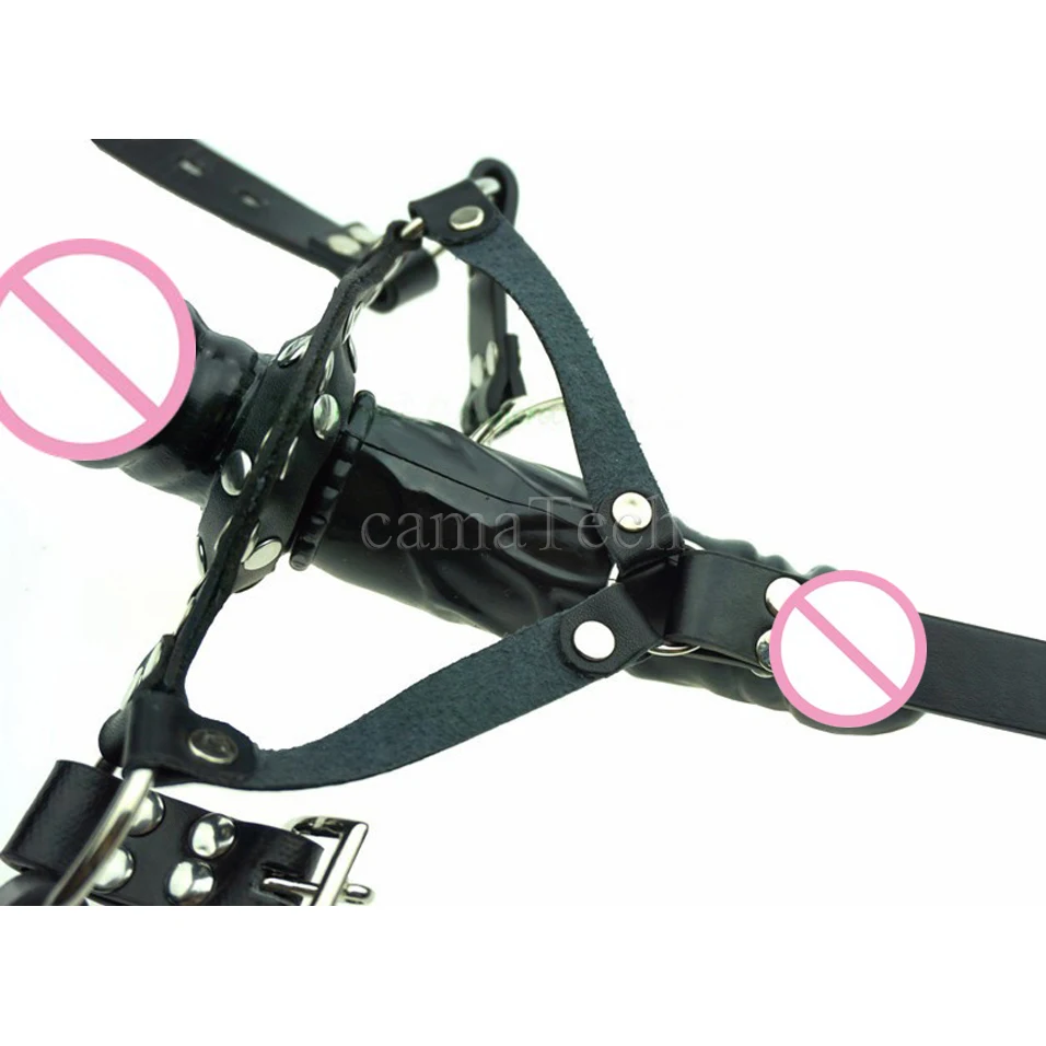 Двухсторонний фаллоимитатор camaTech ремешок на голову жгут для рта пениса открытый