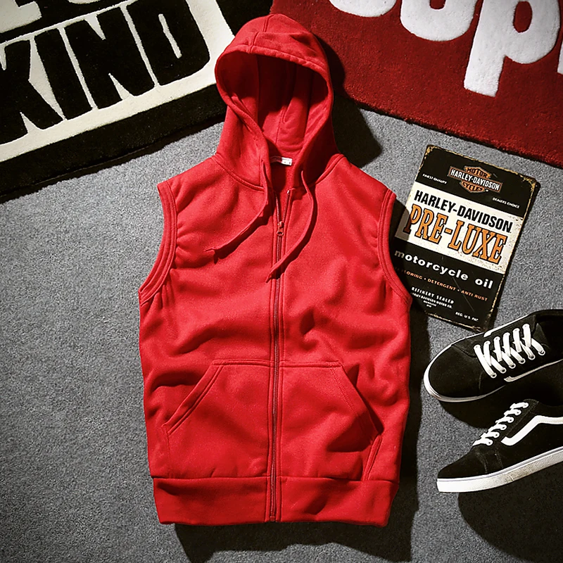 Ceny 2019 męska bluza z kapturem i bluzy męskie w stylu casual, na zamek błyskawiczny bezrękawnik z kapturem męski kardigan z kapturem para luźna kamizelka brązowa bluza z kapturem