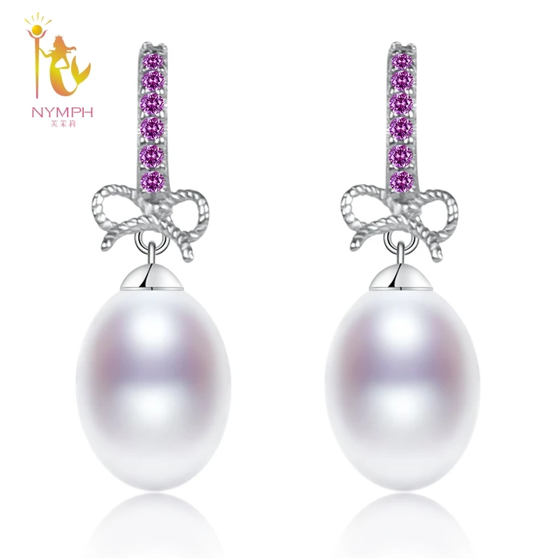 

[NYMPH] Pearl Earrings Natural Fresh Water Trendy Drop Earrings 925 Sterling Silver Fine Jewlery Party For Women E263