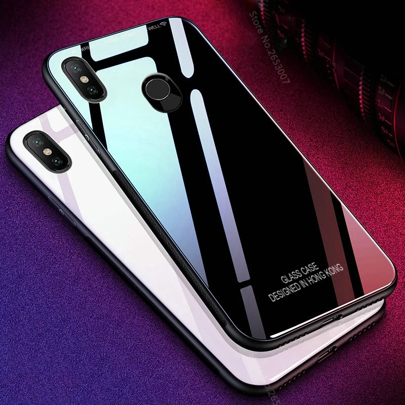 

Solid Color Tempered Glass Case For Redmi Note 6Pro For Xiaomi PocoPhone F1 Mi 8 8 SE 6 6X 5X A1 A2 Lite Max3 Mix2S Protective