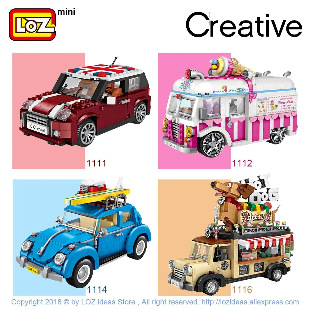 Comprar LOZ Technic Mini bloques de construcción Carro de perritos calientes coche vehículo Assemable niños juguetes educativos para niños creador camión de helados