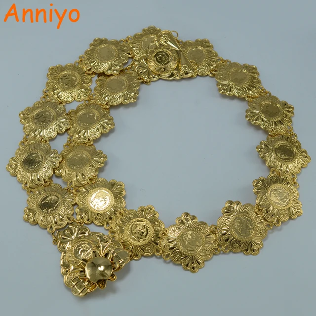 Anniyo Metal Napoleon Coin Belt Women Gold Color Arab Wedding Gift Anniyo Metal Napoleon Coin Belt Women Gold Color Arab Wedding Gift Middle East Africa Coins Belly