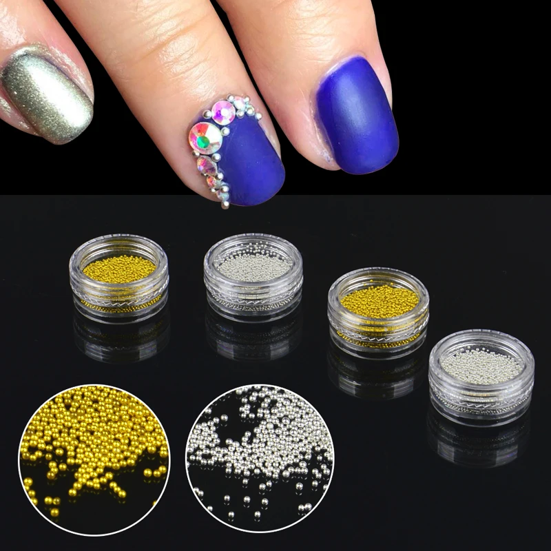 

1 Bottle Gold Silver Optional Mini Caviar Beads Gel Polish Nail Art Tips Pearl Ball Pro Manicure Pedicure DIY 3D Decoration