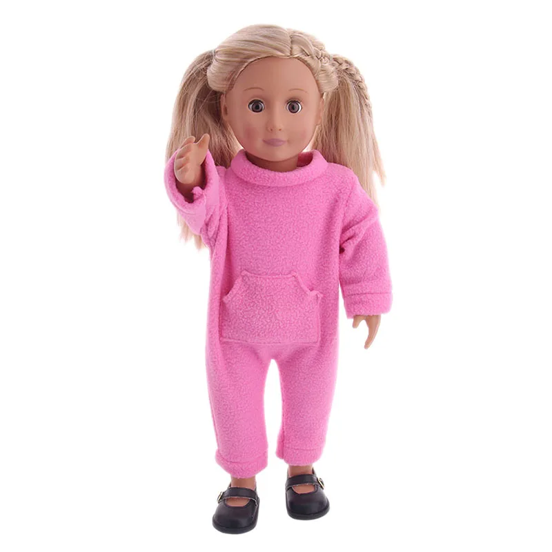 4 цвета, милая пижама из плотного флиса, одежда для сна, подходит для 18 дюймов, американская и 43 см, Одежда для куклы, аксессуары, игрушки для девочек, поколение
