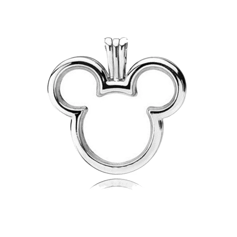

925 Sterling Silver Micky Floating Locket Pendant Charm Fit Original Pandora Necklace for Petite Beads Women DIY Jewelry Gift