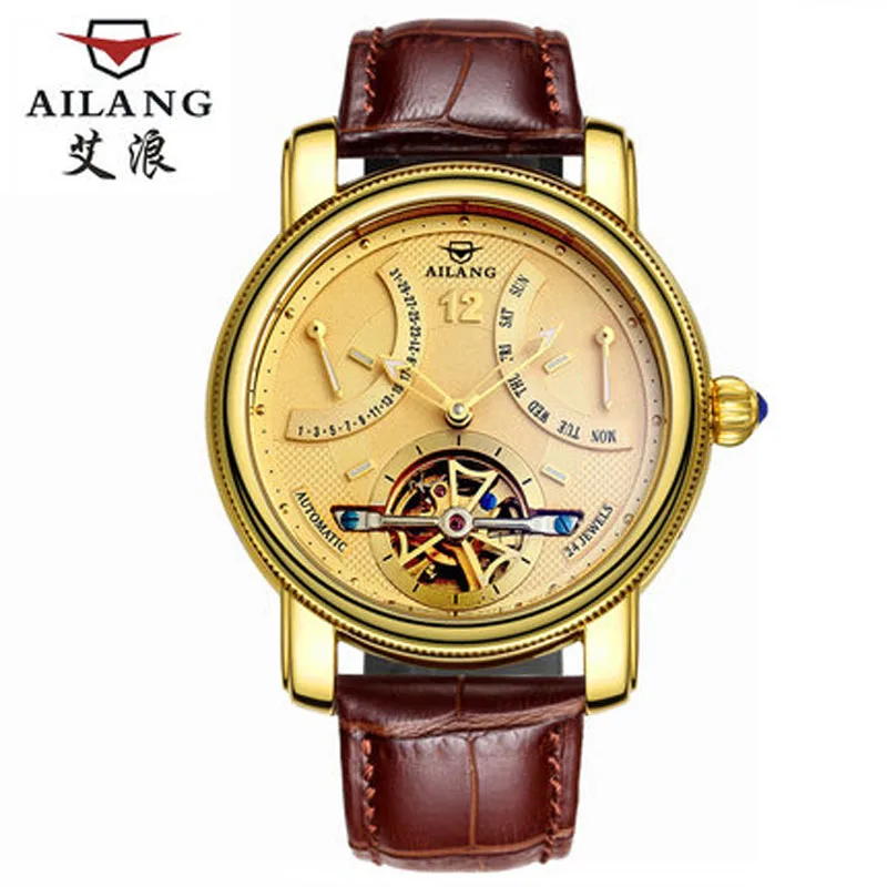 

AILANG exclusive design brand, top luxury men's mechanical watch, which is made of gold, my band 2, shows male elegance