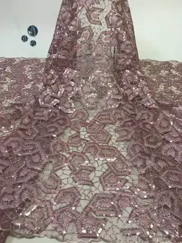 

Onion High Quality 2019 African Lace Fabric Velvet French Net Embroidery Sequins Tulle Lace Fabric For Nigerian party Dress