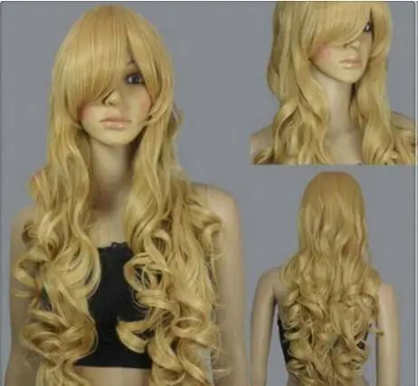 

Wig Lovely blonde curly Kanekalon Fiber Hair full Friendship Wigs Free Shipping