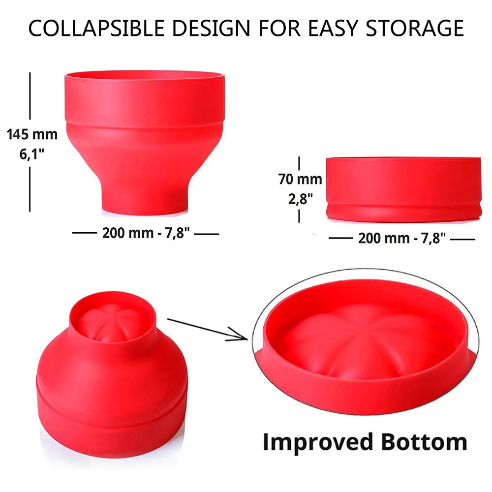 Микроволновая попкорн чайник складной силиконовый аппарат для приготовления попкорна чаша воздушная Кукуруза миска с крышкой для дома DlY горячий воздух аппарат для приготовления попкорна чаша