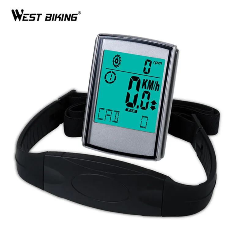WEST BIKING Bike Computer With Cadence Heart Rate Monitor Cycling LED