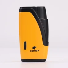 COHIBA мини модный дизайн цинковый сплав Материал ветрозащитный два струи пламени бутан Газовая сигара/прикуриватель
