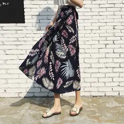 Юбка с высокой талией frenulum Bust Skirt 2018 летняя Корейская версия маленькой свежей художественной цветочной юбки с шифоновой юбкой Сарафан