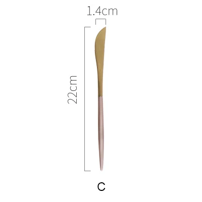 Нержавеющая сталь нож Вилка Простой и творческий Европейский посуда бытовая розовое золото посуда AKUHOME - Цвет: C